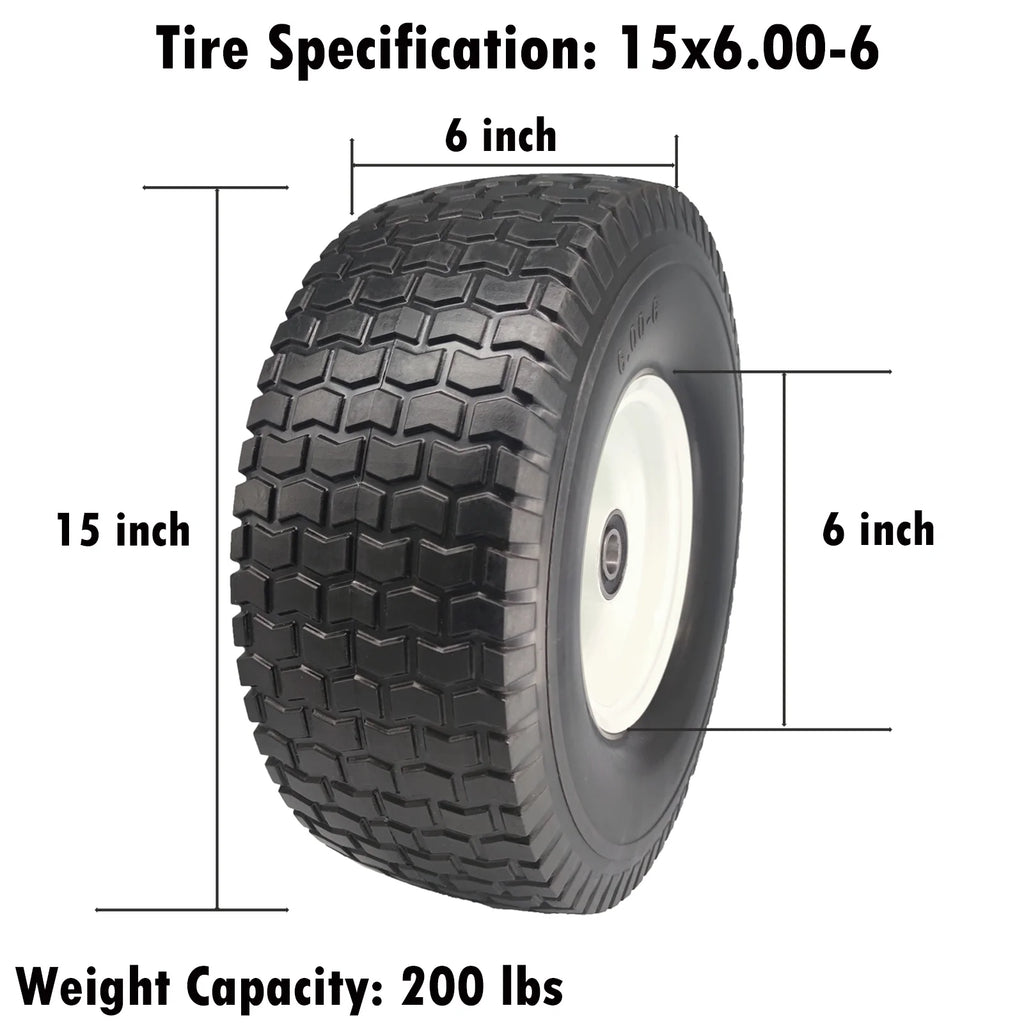 Flat Free Lawn Mower Tires 15x6.00-6 with Bearings B5830