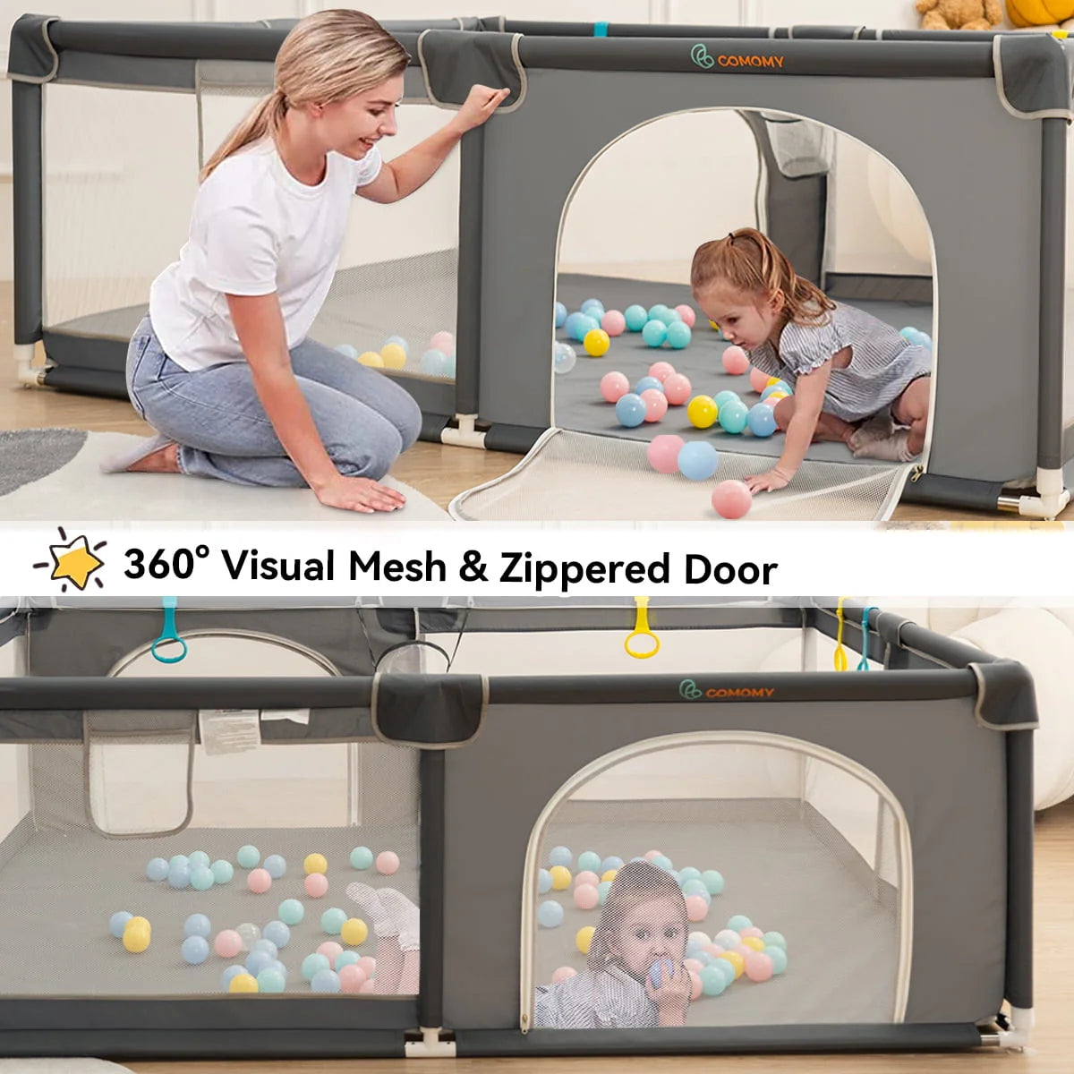 63x63'' Gray Baby Playpen A546809