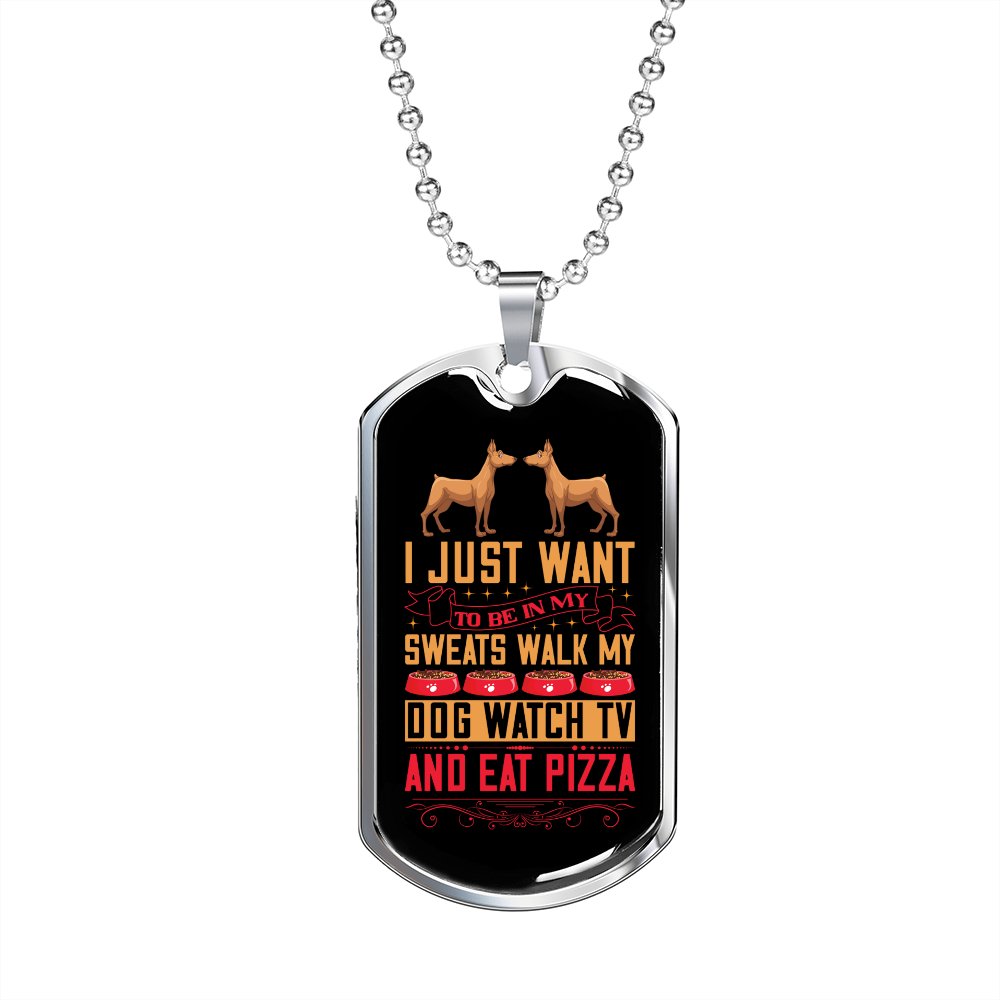 Stainless Steel or 18k Gold Dog Tag Necklace with 24" Chain S392