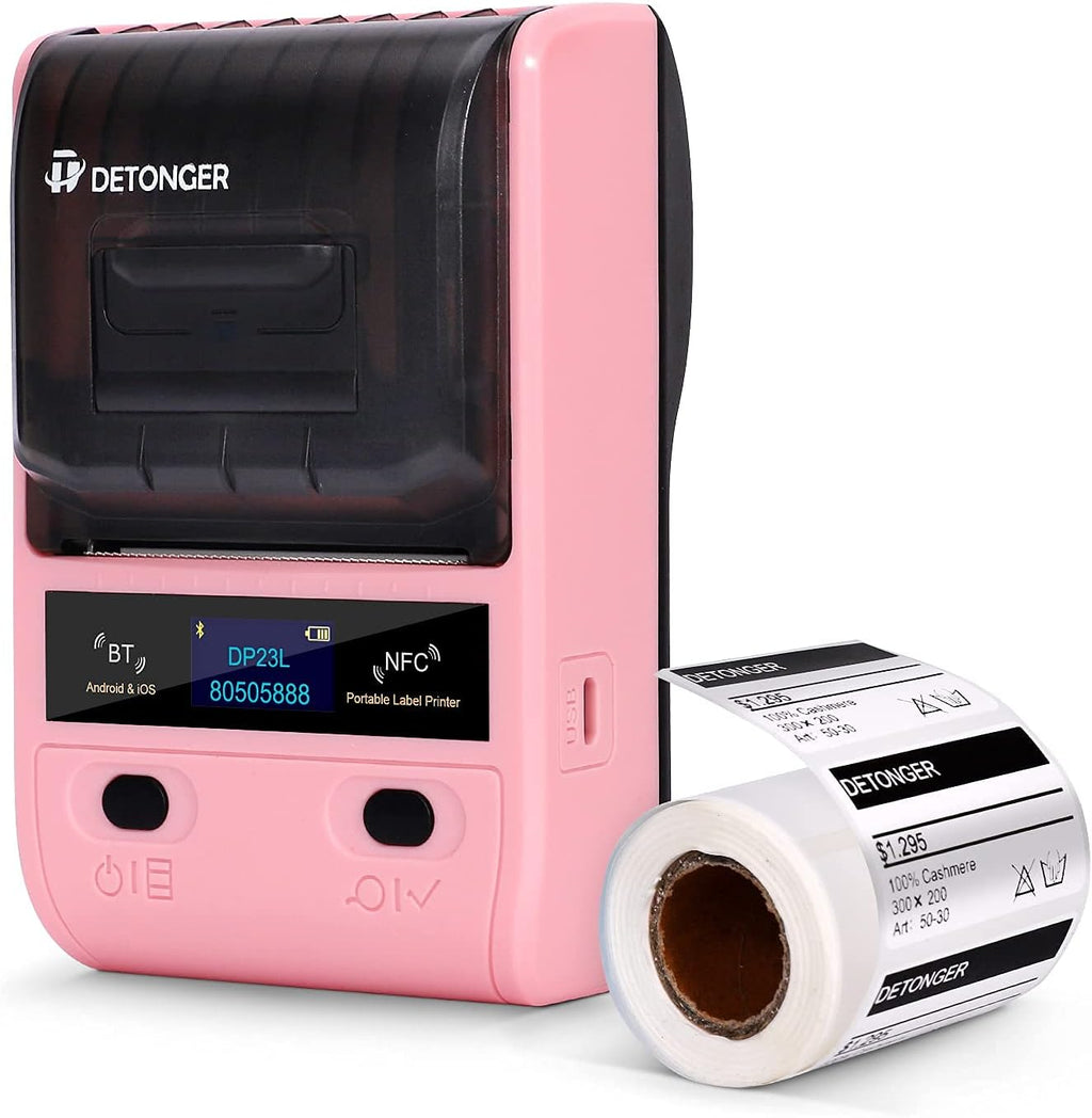 Portable Bluetooth Thermal Label Printer with 1 Pack 50x30mm Label, Black E27301