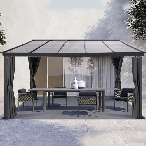 10 x 13FT Polycarbonate Hardtop Gazebo with Aluminum Frame P58957