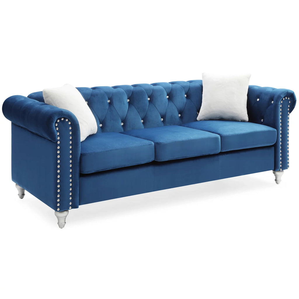 Navy Blue Velvet Sofa J483310