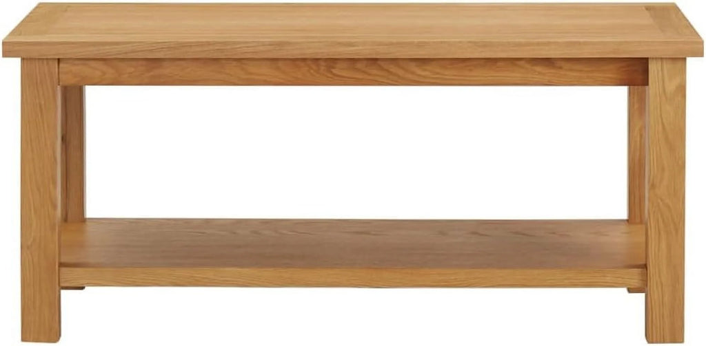 Solid Oak Wood Coffee Table Brown Dark Rectangular 35.4"x17.7"x15.7" P152