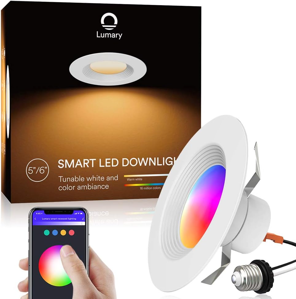 5/6 inch LED Smart Recessed Lighting Wi-Fi Can Lights RGBWW Downlight 13W (80W Equivalent) 1100LM X75191