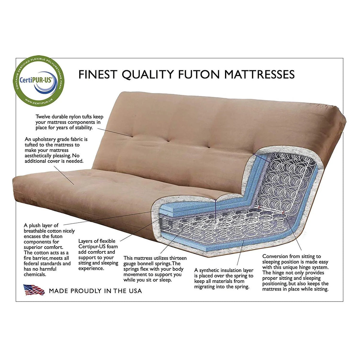 Vintage Futon Frame with Suede Black Mattress E7176