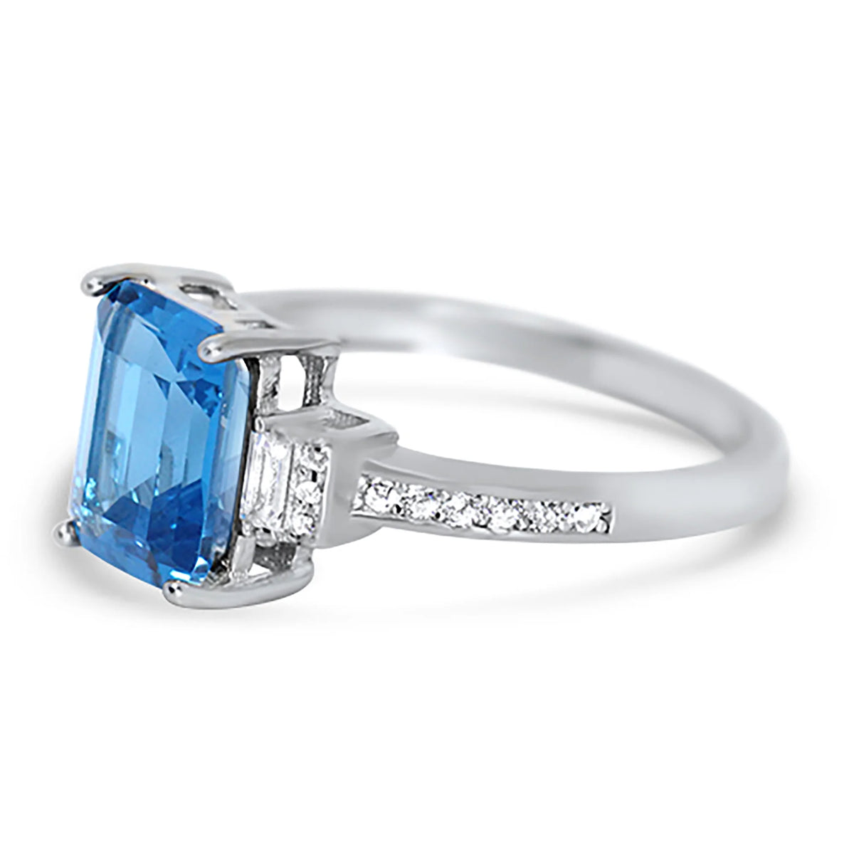 Sterling Silver Simulated Blue Topaz Ring Size 7 C44512