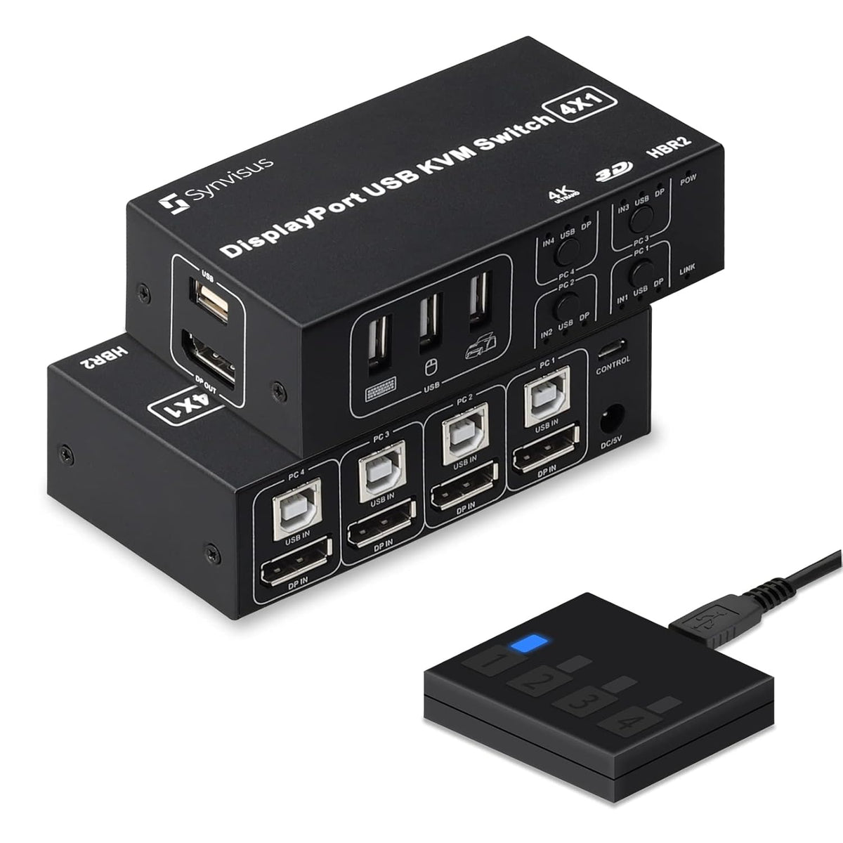 4 Port DisplayPort KVM Switch 4K@60Hz USB and DP KVM Switcher with 4 USB Cables N994890
