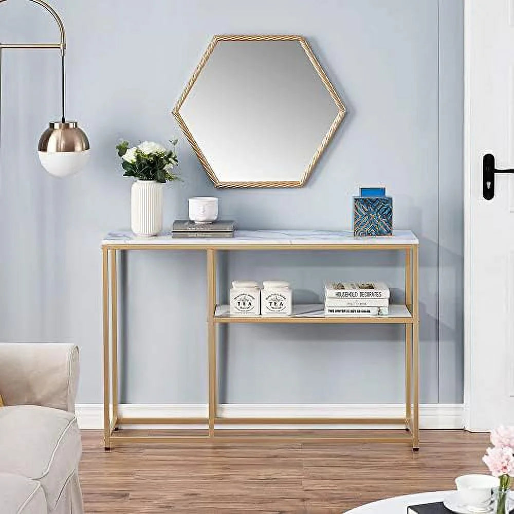 Narrow White Marble Console Table 47 inch P4745