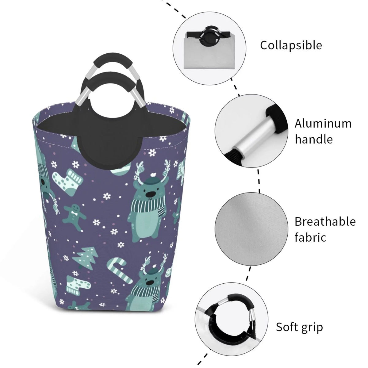50L Rectangular Laundry Hamper with Aluminum Handles U1089
