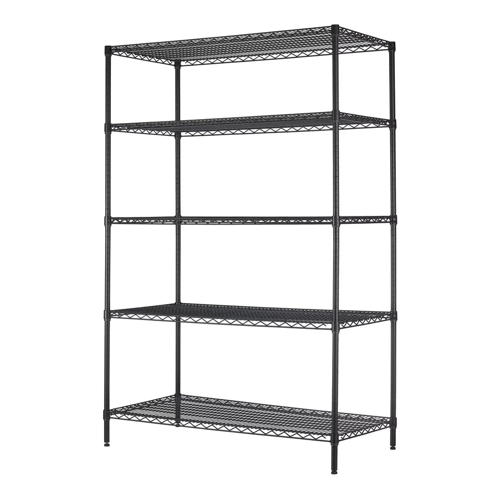 Steel 5-Tier Storage Shelf Unit Black A365