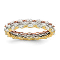 Sterling Silver Rose & Gold-tone Marquise CZ Eternity 3 Band Set, Size 6 G433957