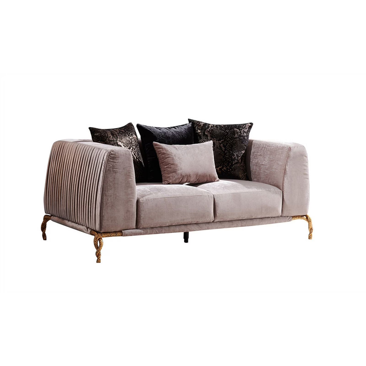 Ivory Velvet 2PC Living Room Set with Wood R3759