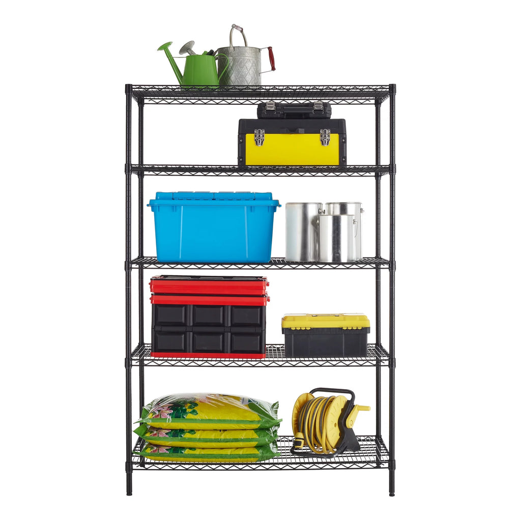 Steel 5-Tier Storage Shelf Unit Black A365