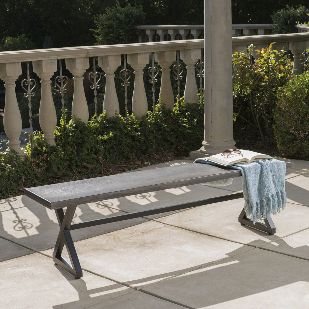 Gray Outdoor Aluminum Dining Bench W791516