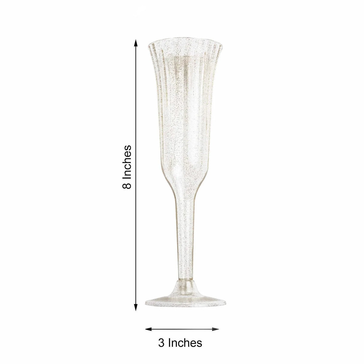 60 Pcs Gold Glitter Clear Plastic Champagne Flutes X61499