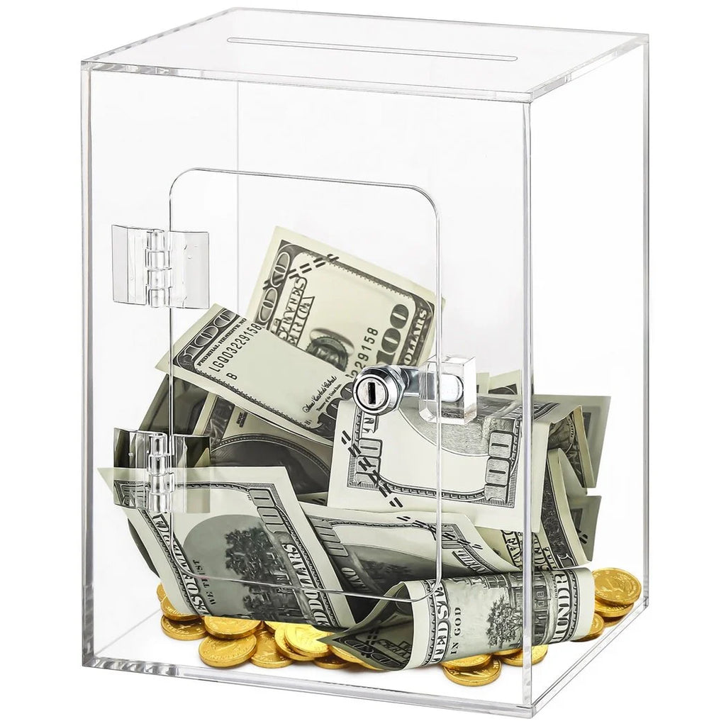 Clear Piggy Bank with Lock and Key N10291
