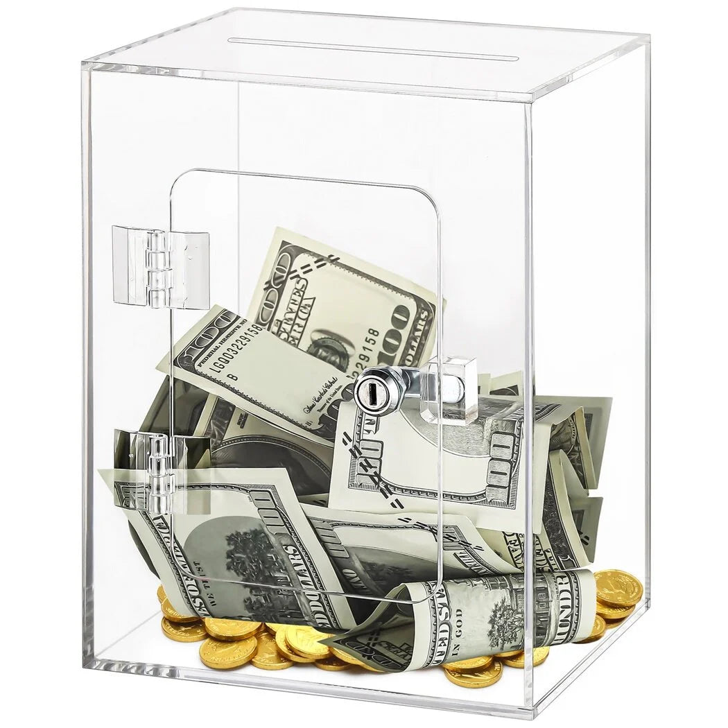 Clear Piggy Bank with Lock and Key N10291
