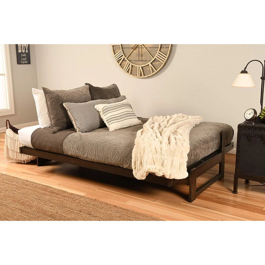 Vintage Futon Frame with Suede Black Mattress E7176