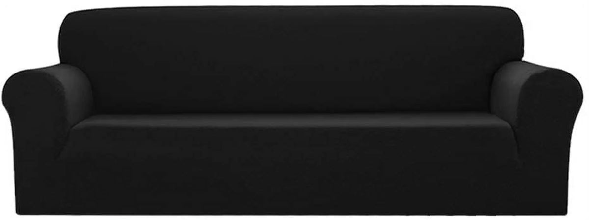 Black Polyester Spandex 3pc SlipCover Set for Sofa Loveseat Couch O5152