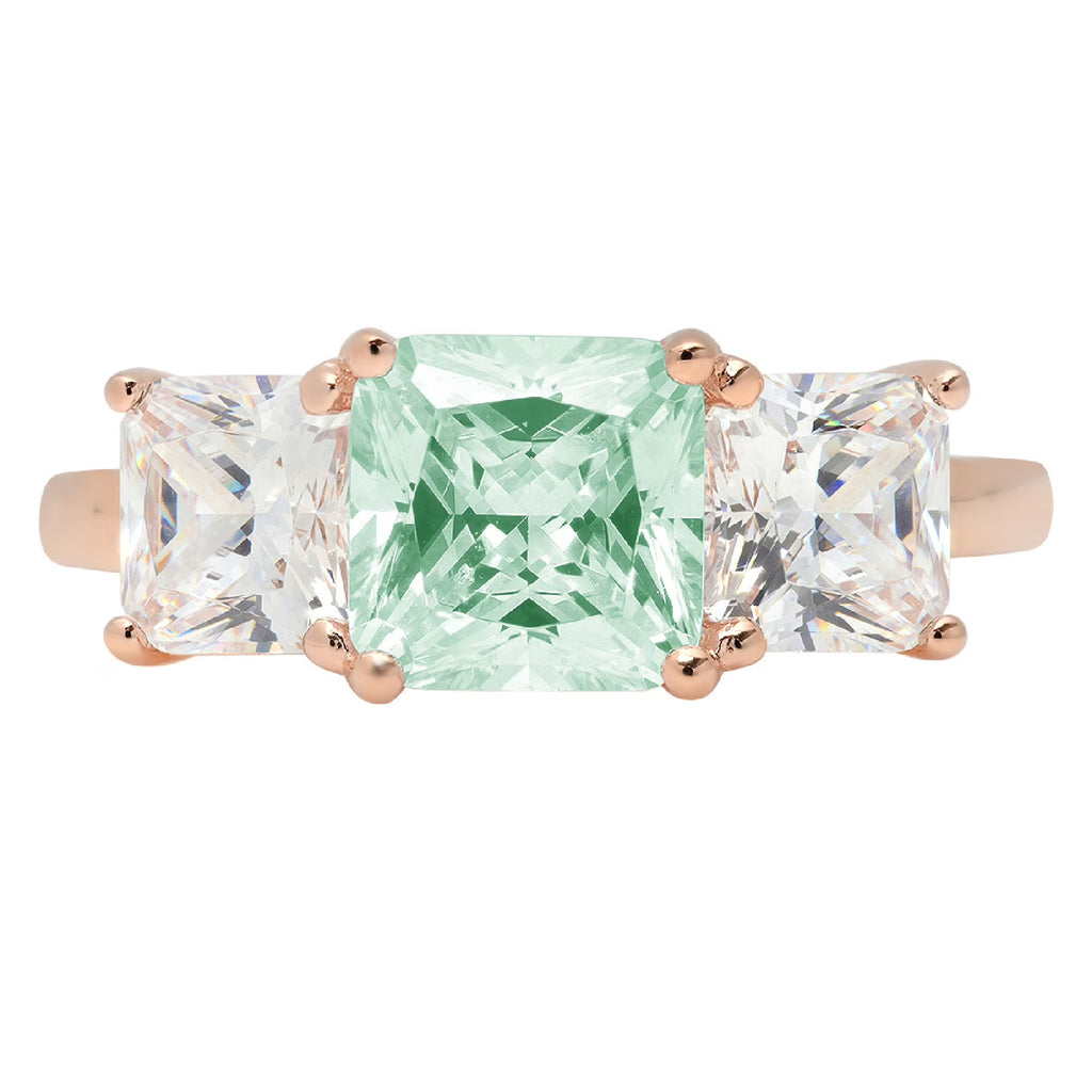 18k Rose Gold 3 Stone Moissanite Ring Size 3.5 J9621