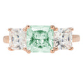 18k Rose Gold 3 Stone Moissanite Ring Size 3.5 J9621