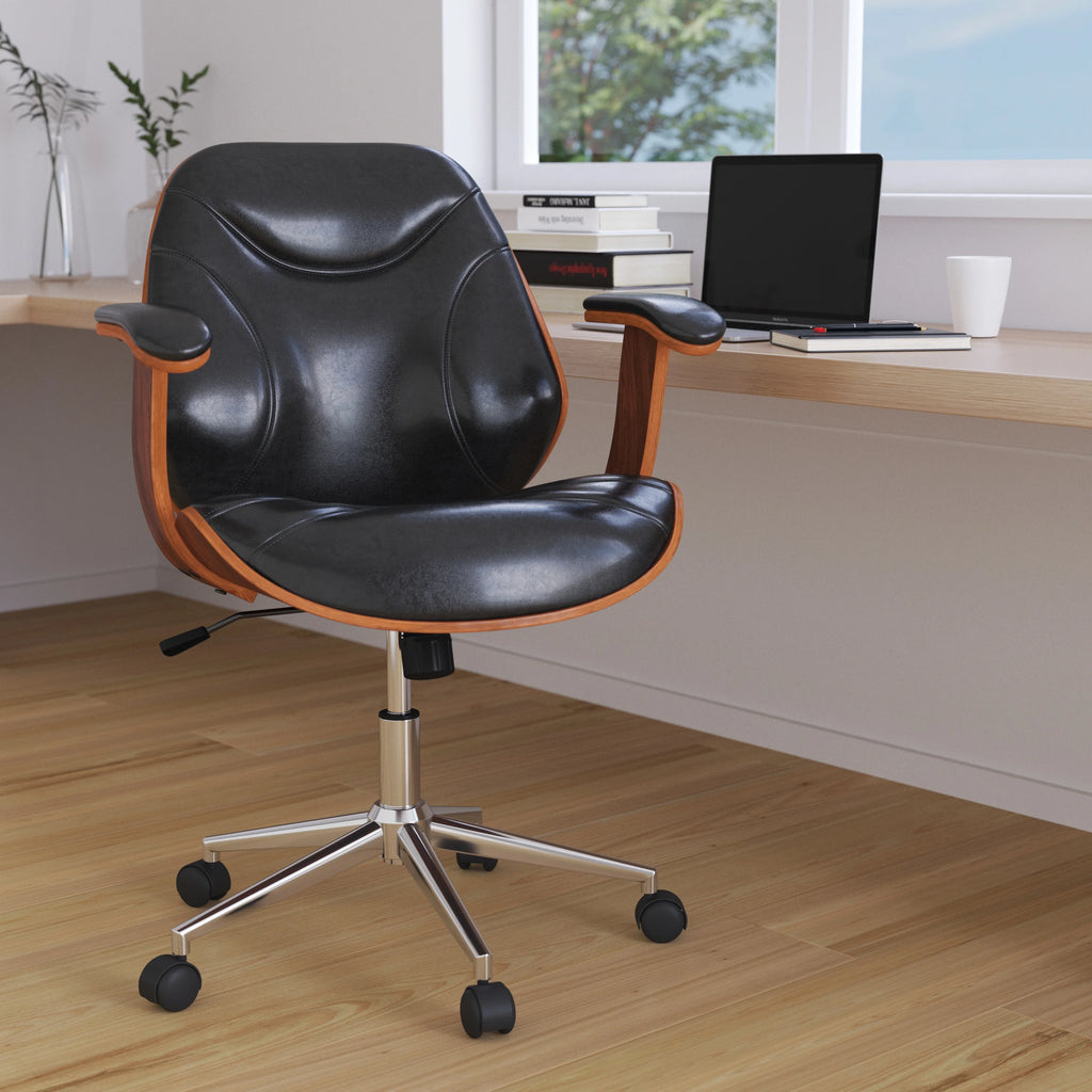 Black Faux Leather Ergonomic Office Chair J56304
