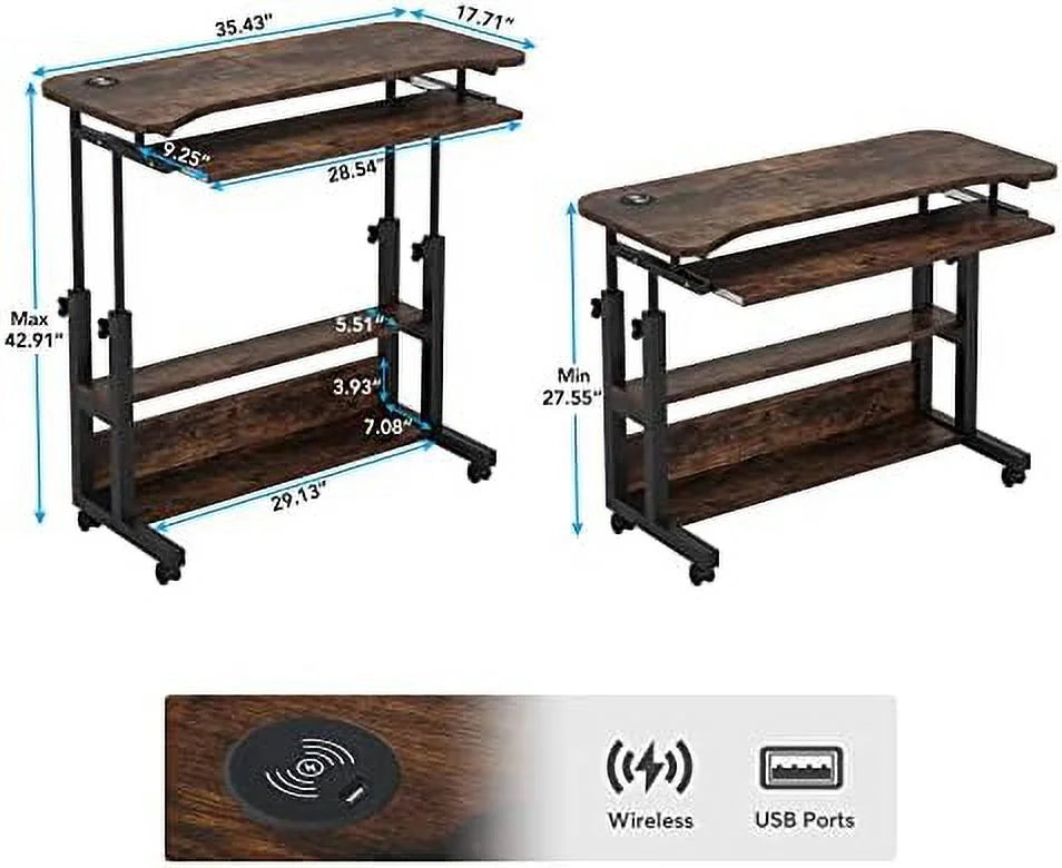 Portable Height Adjustable Desk with Power Outlets N73793