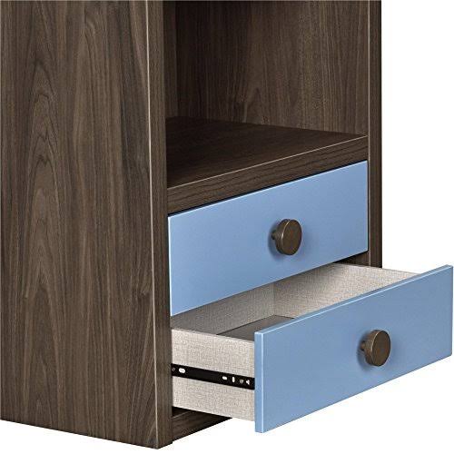 Blue Walnut Modular Bookcase with Drawers E1704