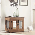 Wooden Double Doors Dog Crate with Pet Bed X36724