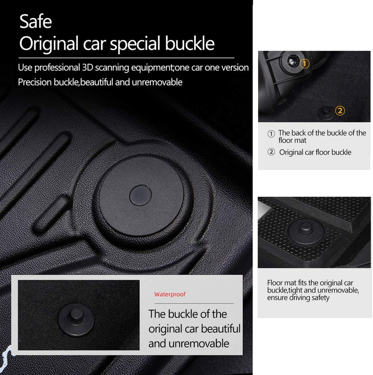 Black All Weather Car Floor Mats Y2125
