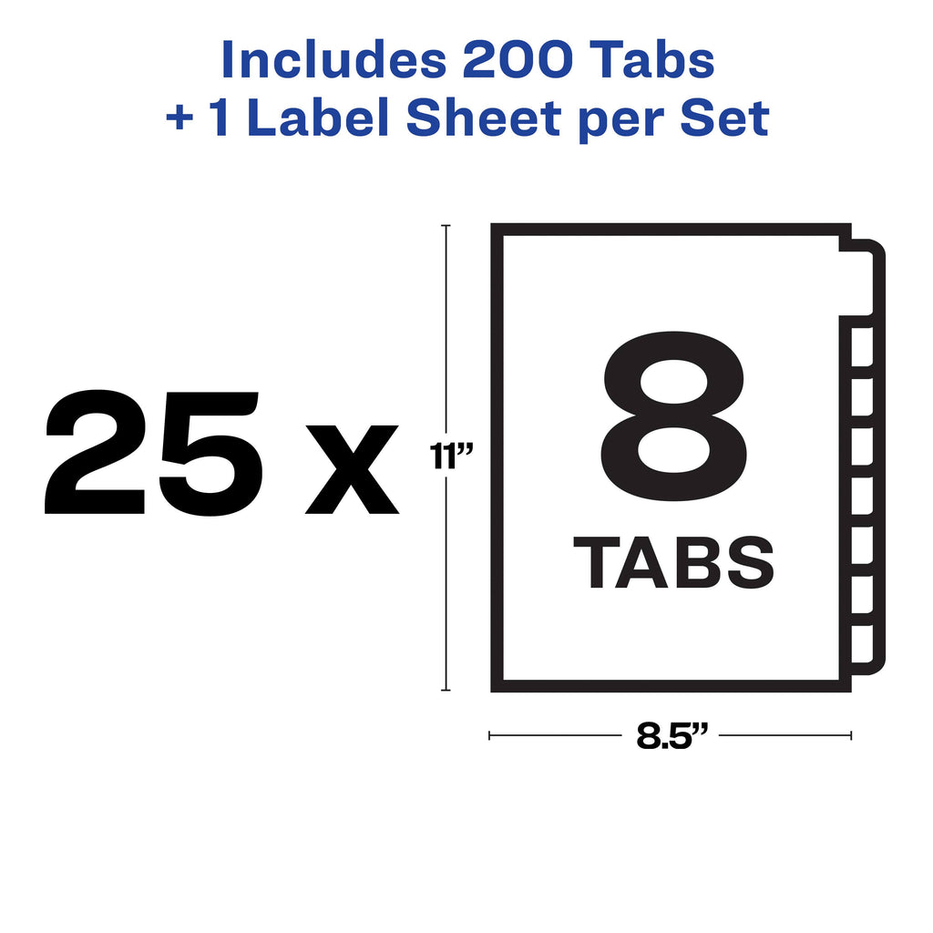 Clear Label Unpunched Dividers, 8-Tab, Ltr, 25 J26820