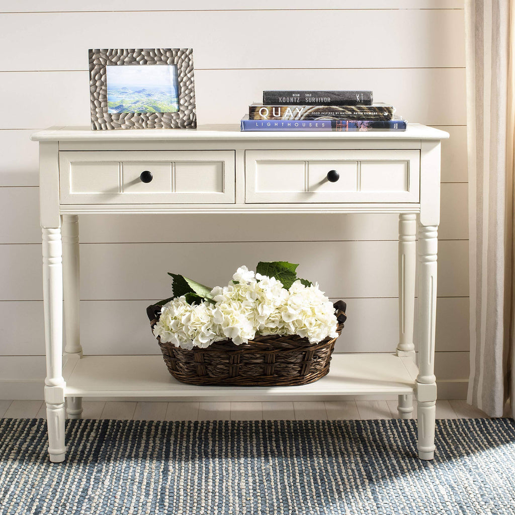 2 Drawer Distressed Cream Console T342