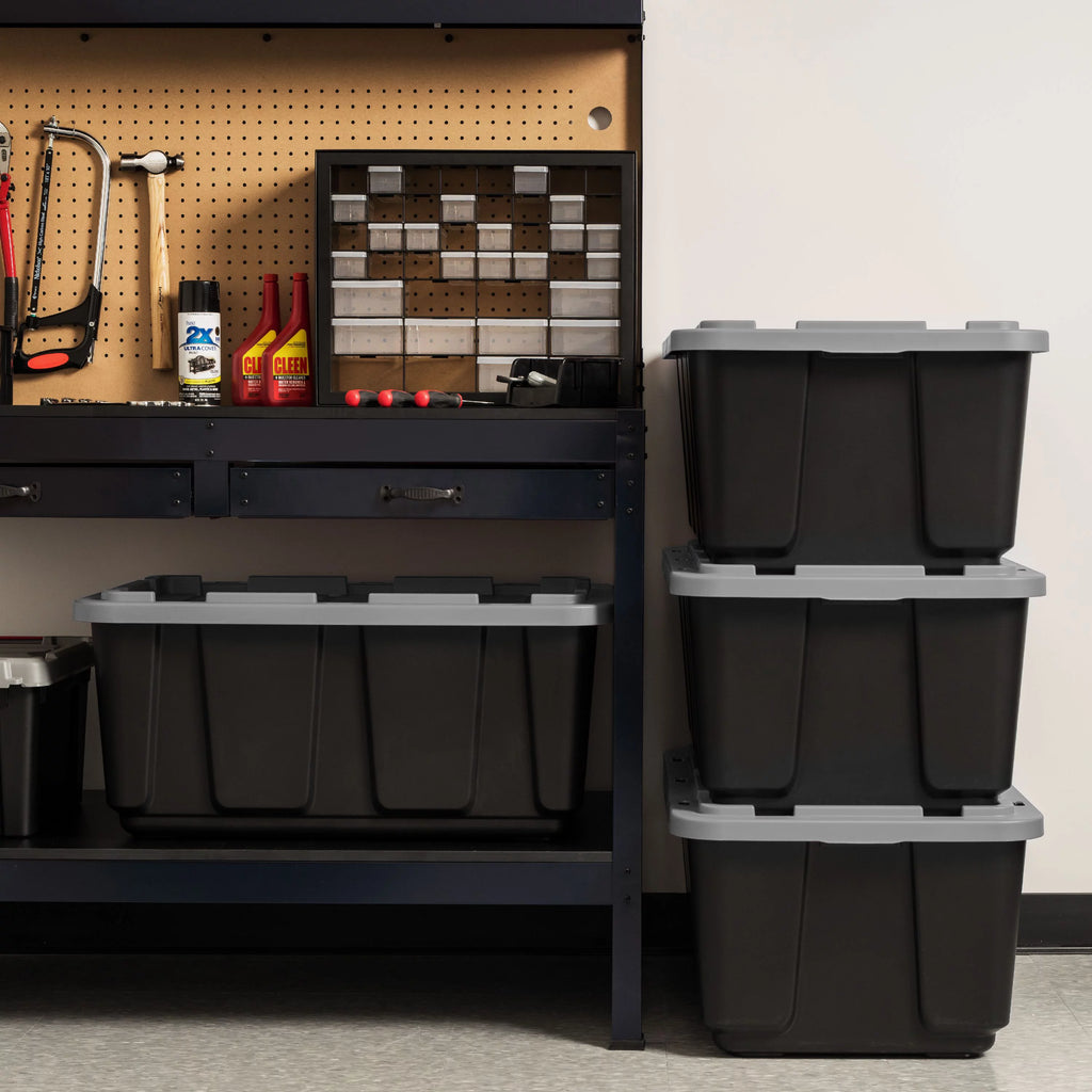 27Gal 4 Pack Stackable Plastic Storage Bin with Lid N518