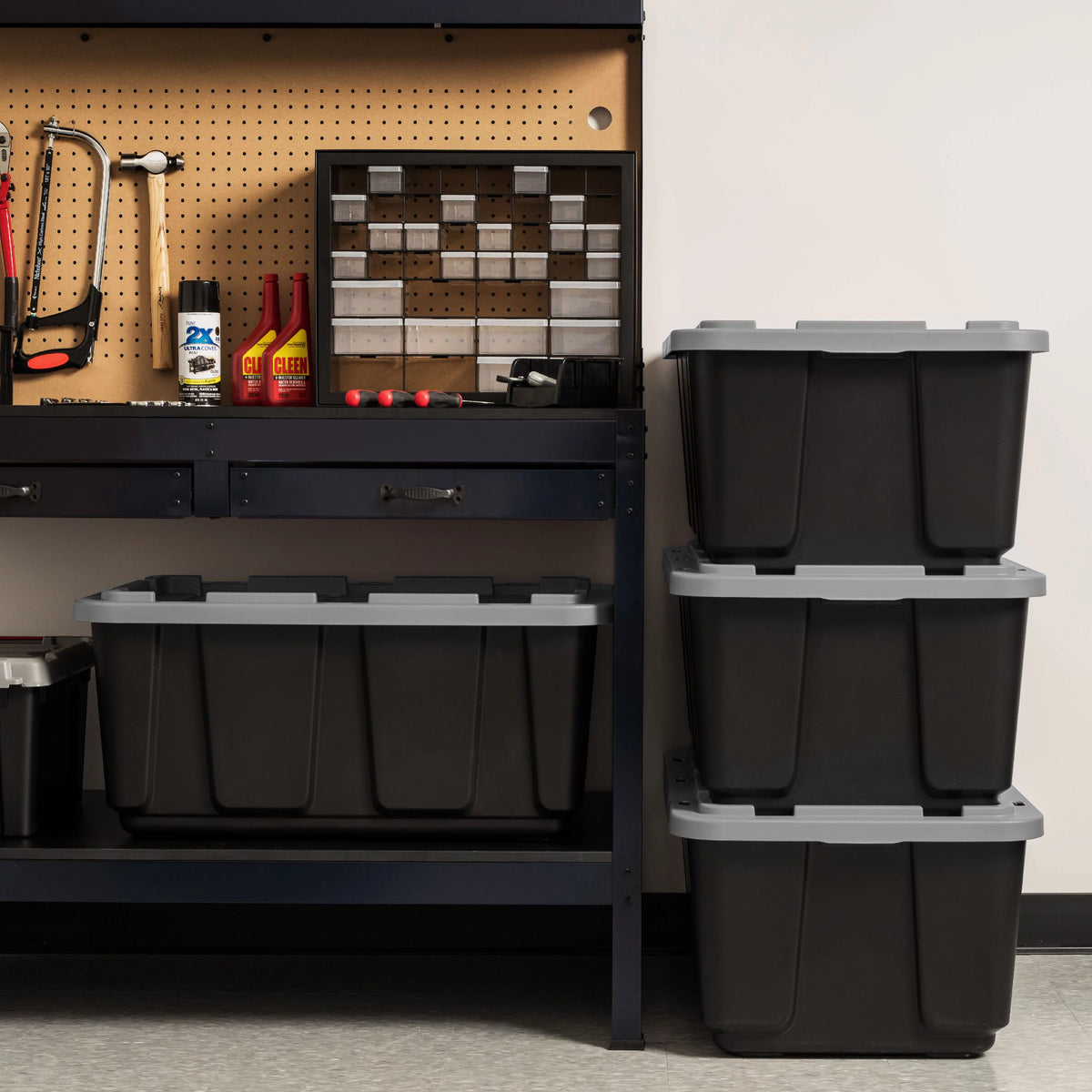 27Gal 4 Pack Stackable Plastic Storage Bin with Lid N518