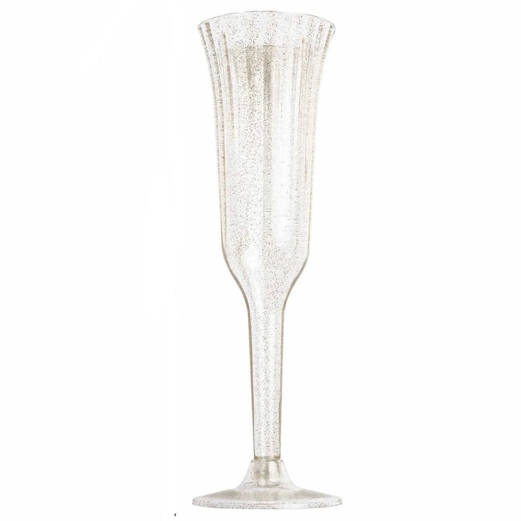 60 Pcs Gold Glitter Clear Plastic Champagne Flutes X61499