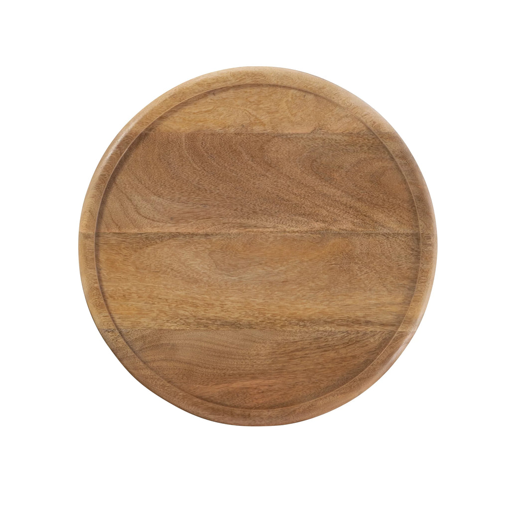 Carved Wood Round Indoor End Table Y694203
