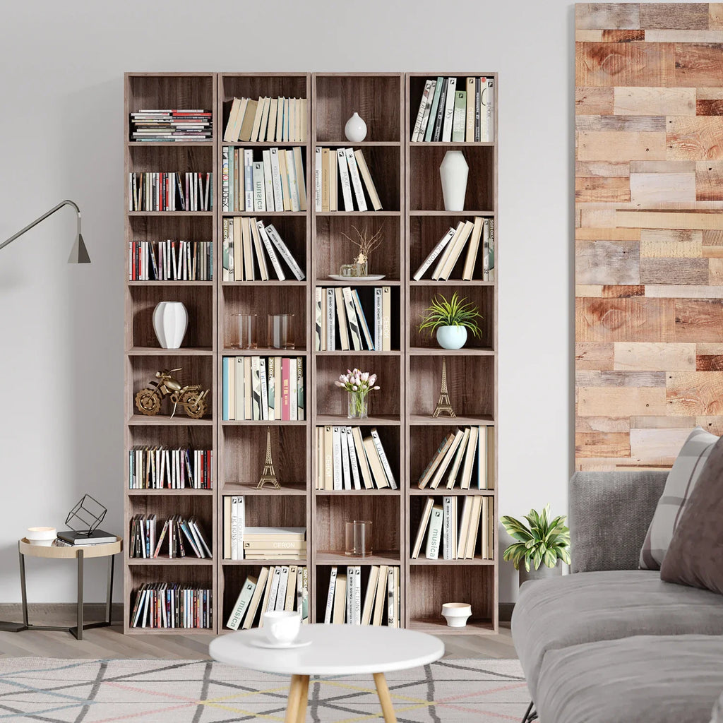 Dark Oak 8 Shelves Narrow Bookcase E94240