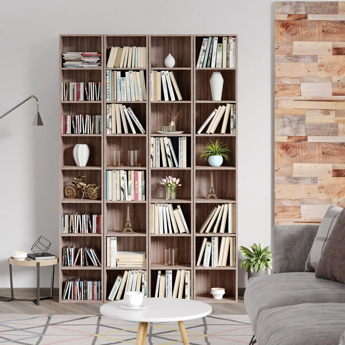 Dark Oak 8 Shelves Narrow Bookcase E94240
