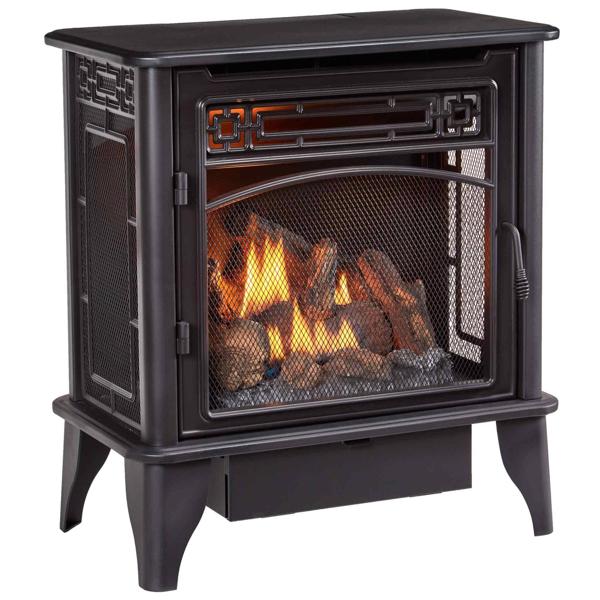 Black 3-Sided Dual Fuel Gas Stove with Remote Control 23,000 BTU Z853