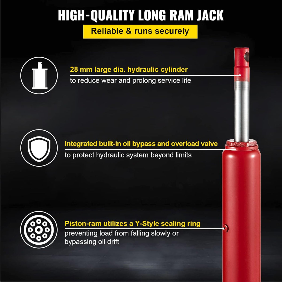 Hydraulic Long Ram Jack, 4 Tons Capacity, Red, Pack of 2 S272668
