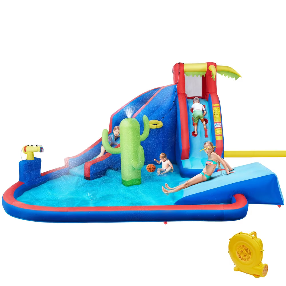 15.2′ L x 13.4′ W x 7.5′ H Inflatable Water Slide with Storage Bag & 520 W Blower H96615