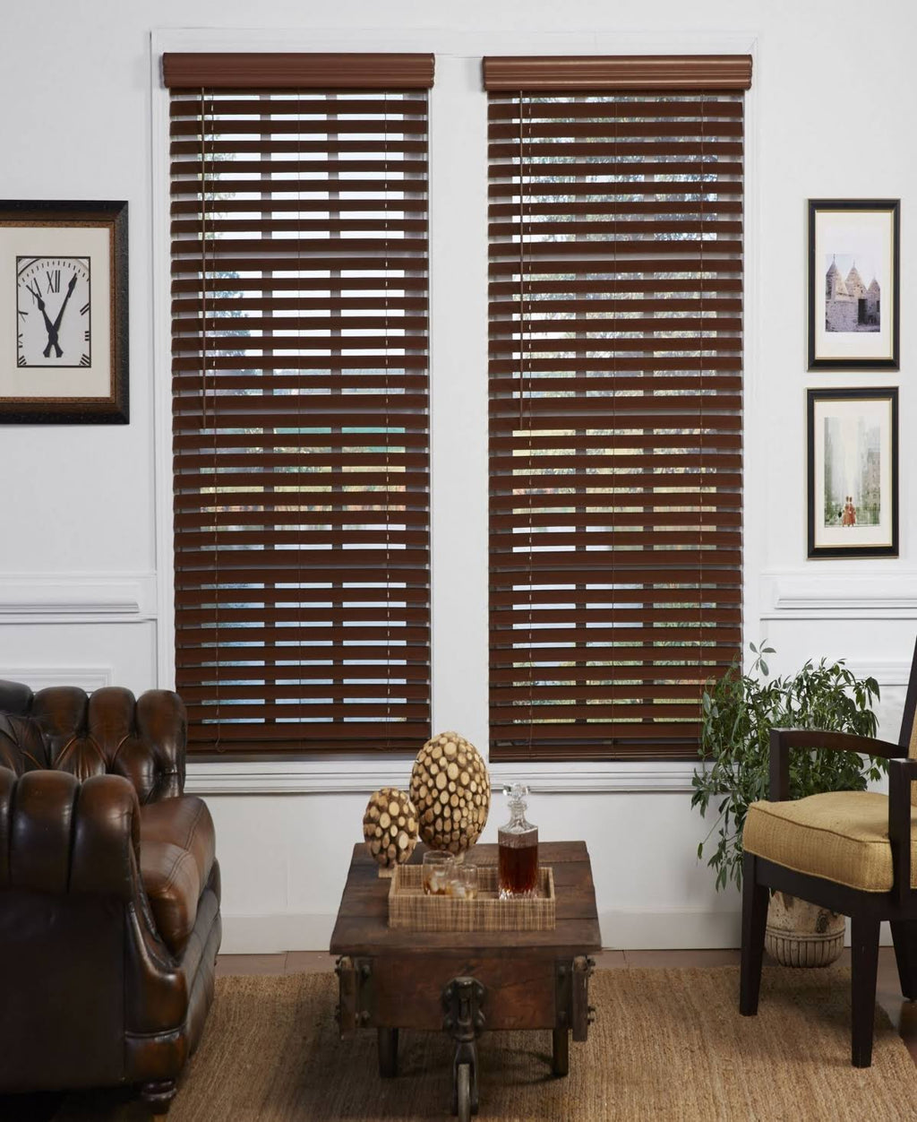 Cordless Faux Wood Venetian Blind, 42x22 x 72x22 - Dark Oak M46934