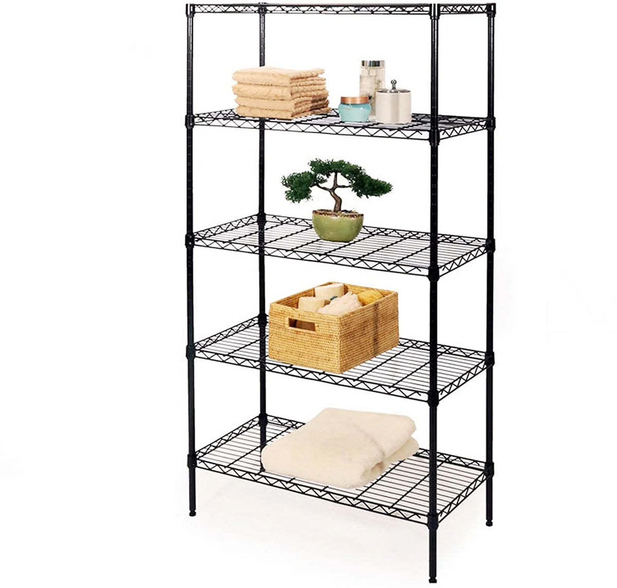 4 Layer Wire Shelving Rack Metal Shelf Adjustable Unit O47556