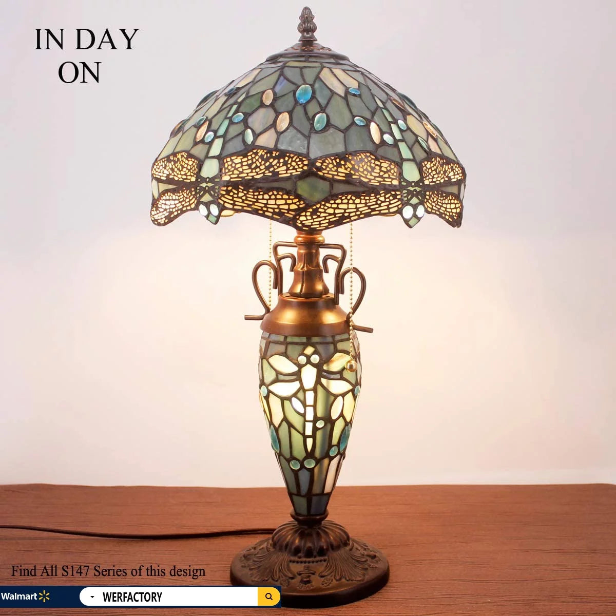 Sea Blue Stained Glass Table Lamp T714