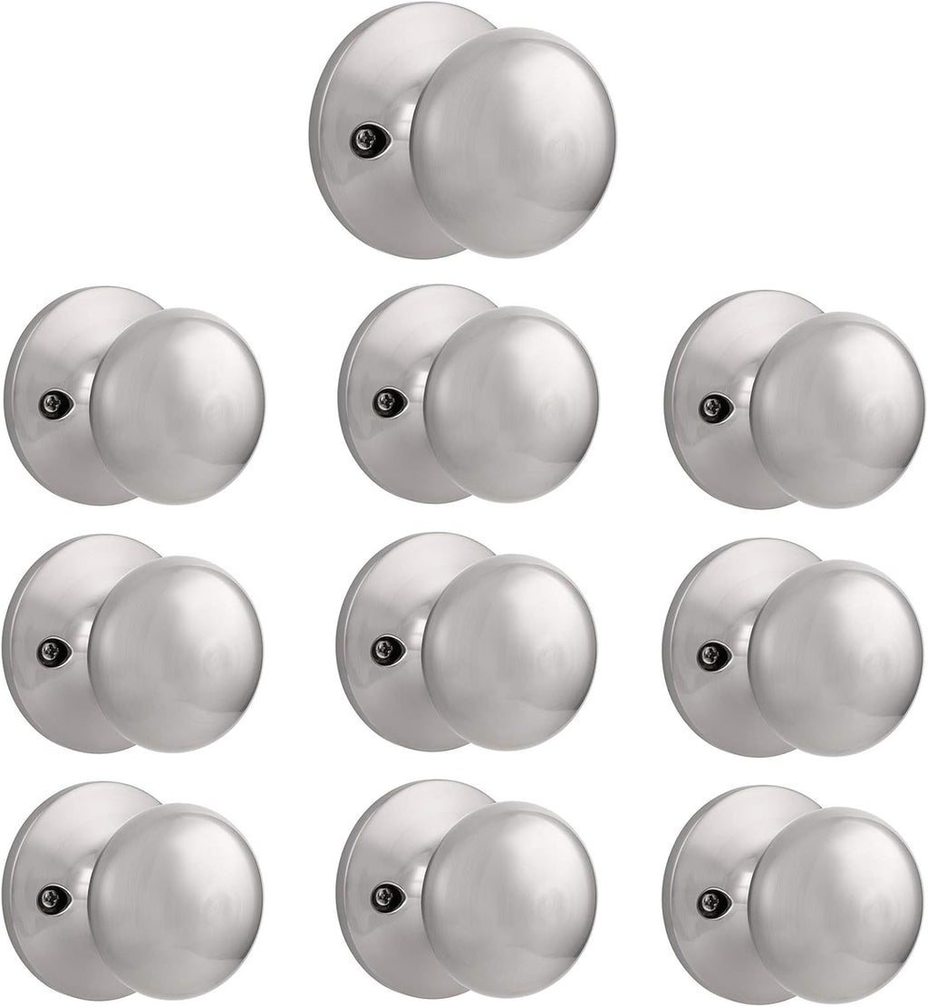5 Pack Brushed Nickel Keyless Privacy Door Knobs T791423