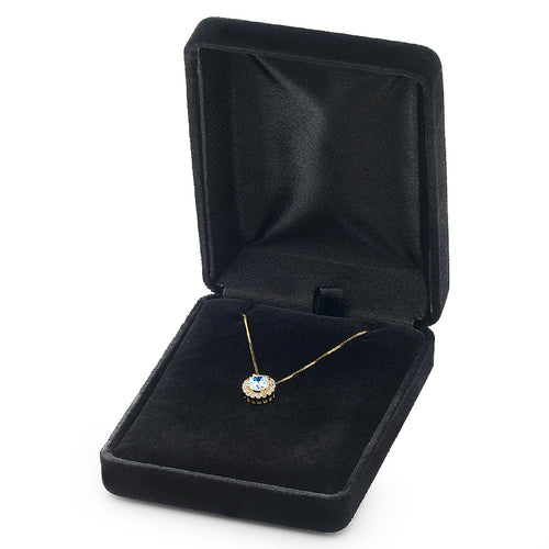 18k Yellow Gold Swiss Blue Topaz Pendant with Gold Chain S165