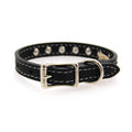 Black Leather Dog Collar V6144