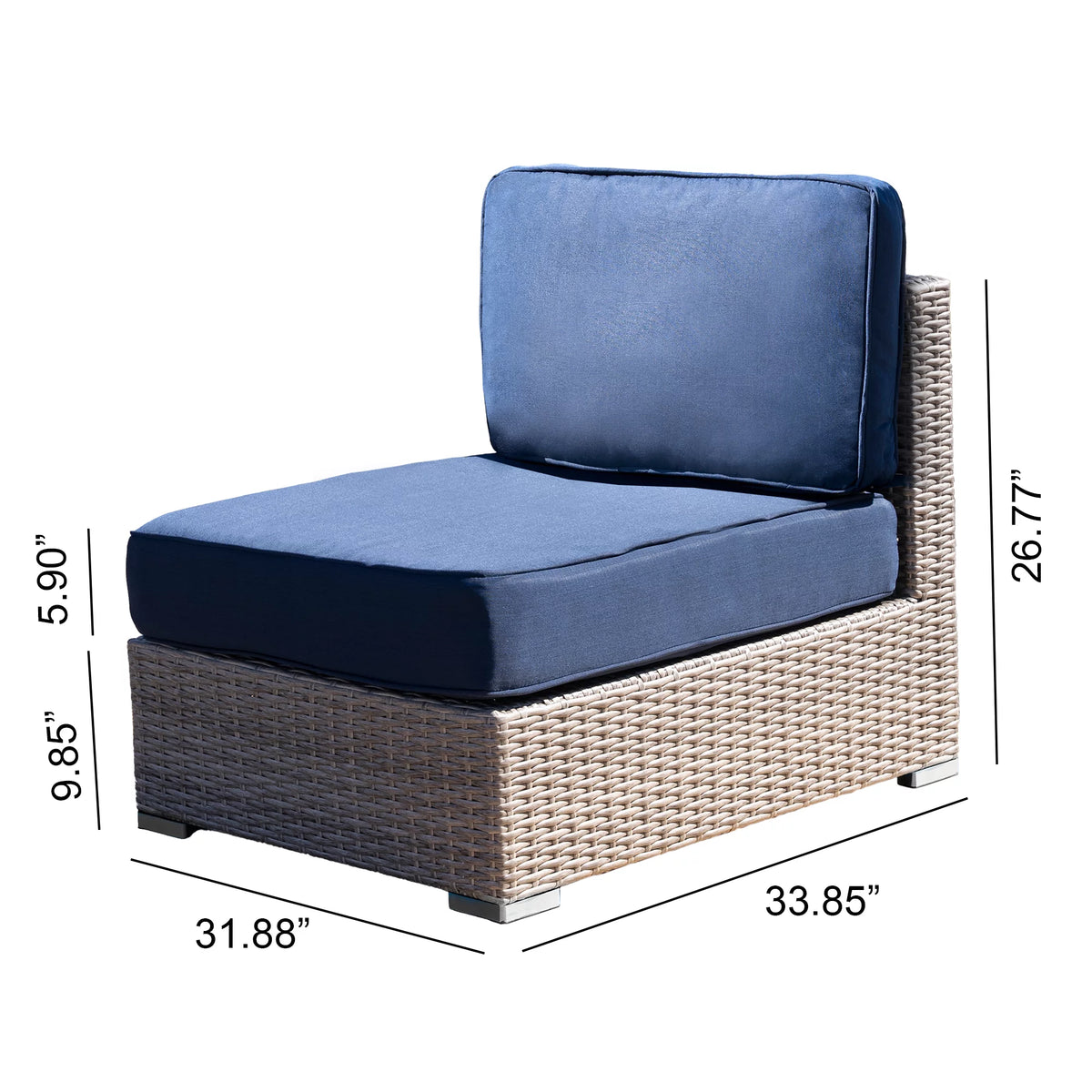 HDPE Wicker 6 Piece Outdoor Conversation Sofa Set with Cushion F4946