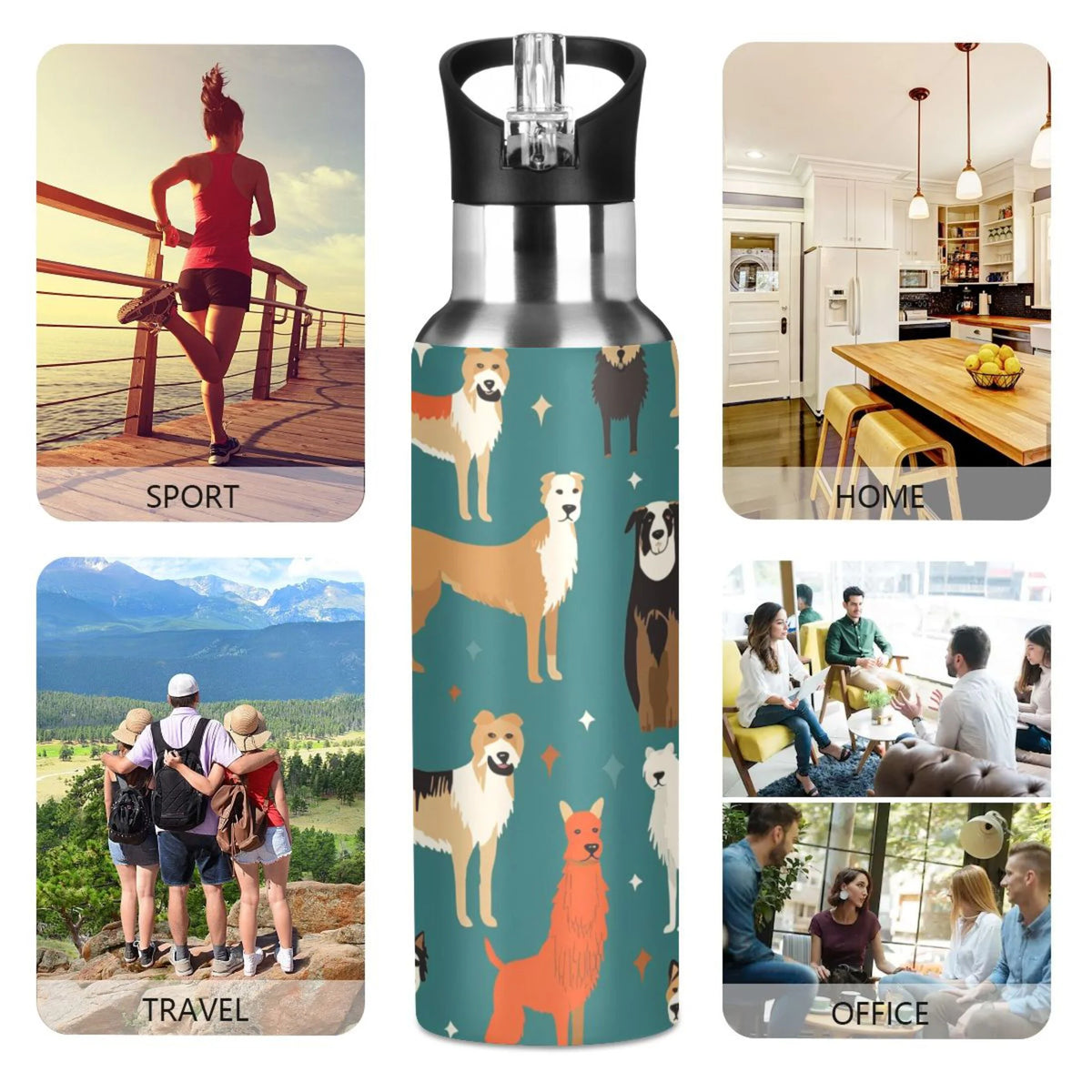 20 oz Insulated Stainless Steel Water Bottle with Straw Lid X5602
