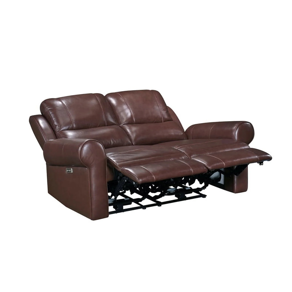 Brown Leather Match Power Double Reclining Love Seat T233897